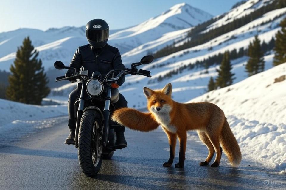 הפסגה המושלגת: רוכב אופנוע מספר על המפגש עם שועל בהרים